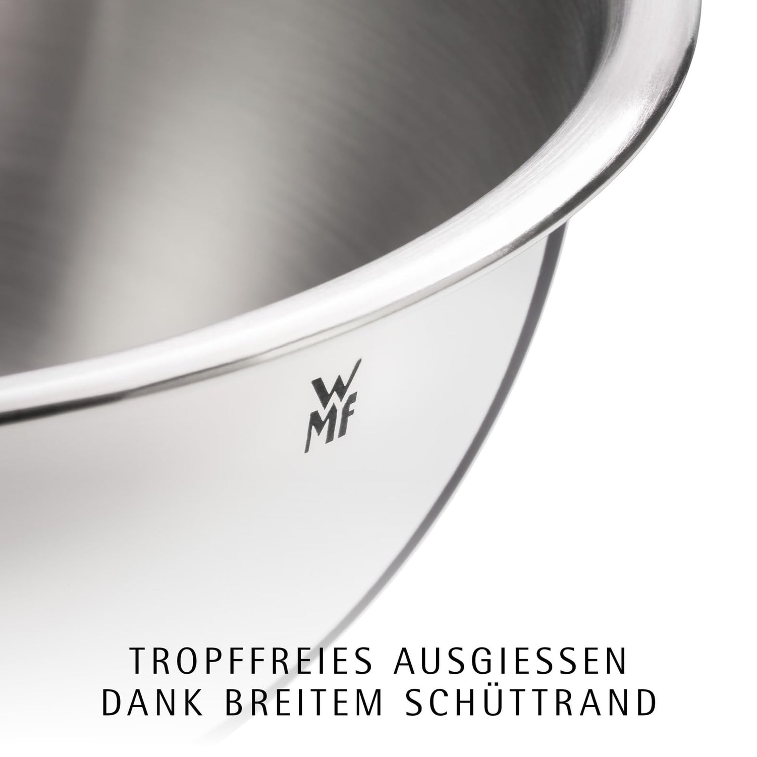 WMF Gourmet Schüsselset 4-teilig, Edelstahl Schüsseln für die Küche 0,75l - 2,75l, Rührschüssel Edelstahl, Salatschüssel, Servierschüssel, Cromargan, stapelbar