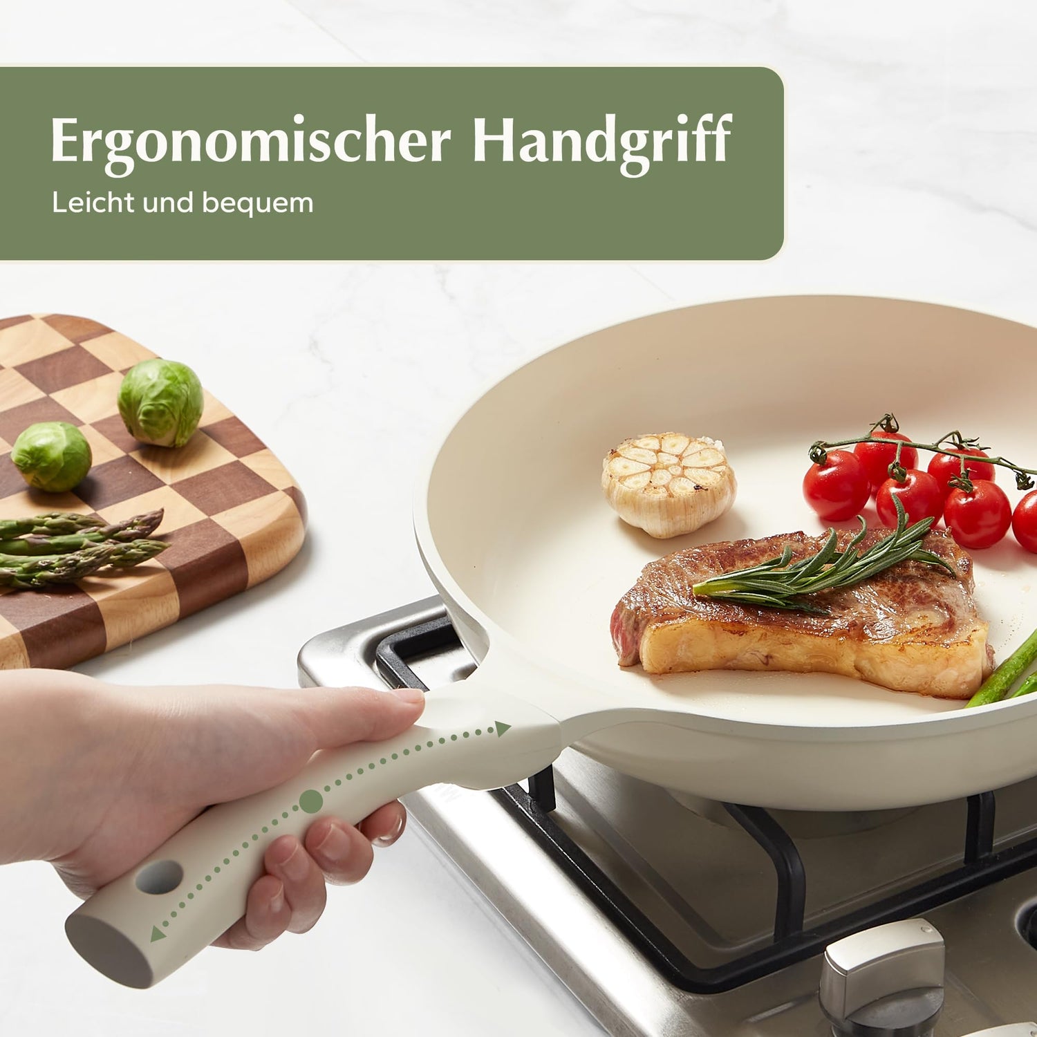 Redchef Keramik Topfset Induktion, Topfsets Pfannenset Kochgeschirr-Set 11-teiliges, Induktions Töpfe Set mit Glasdeckel, PTFE-frei PFAS-frei für alle Herdarten geeignet, Spülmaschinenfest (Beige)