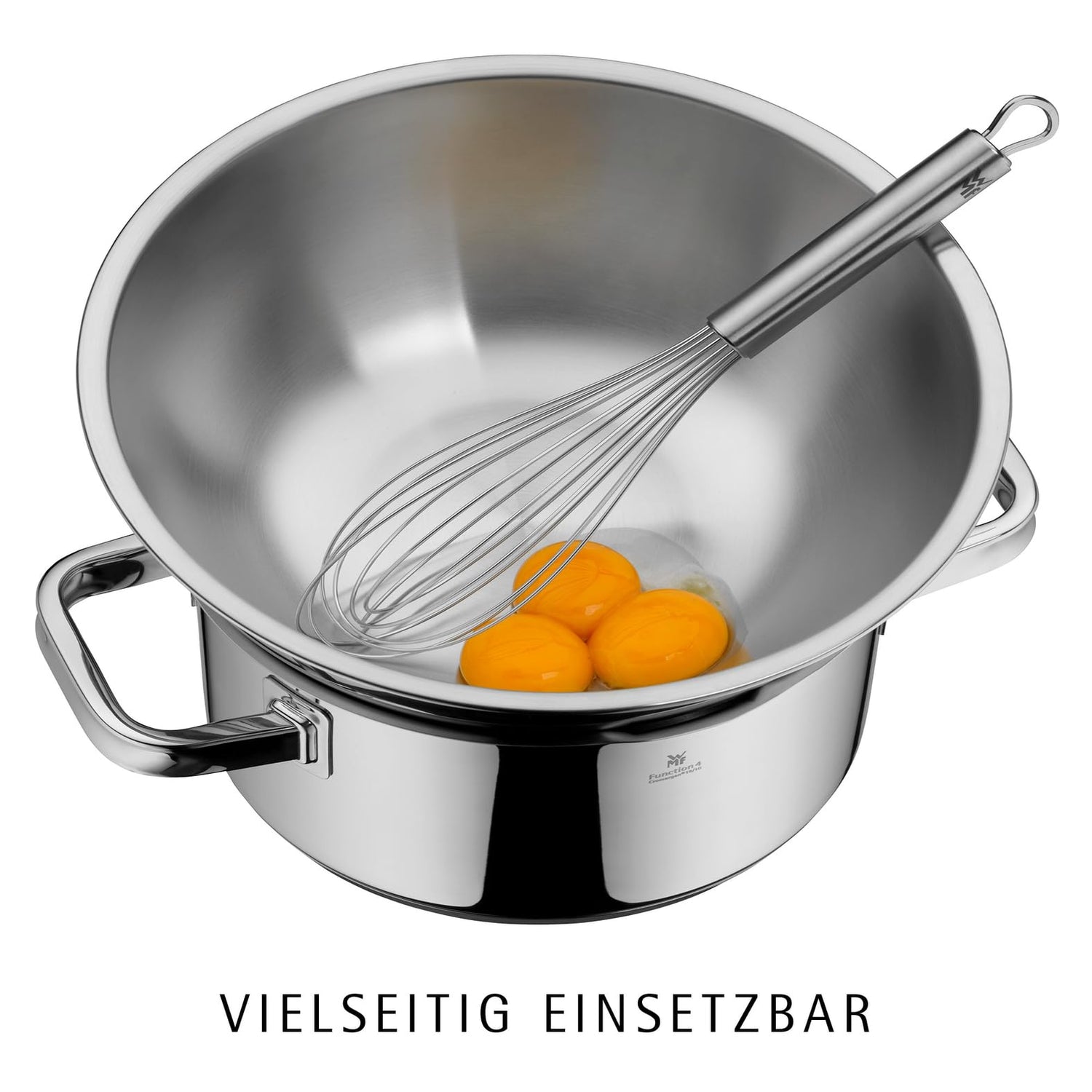 WMF Gourmet Schüsselset 4-teilig, Edelstahl Schüsseln für die Küche 0,75l - 2,75l, Rührschüssel Edelstahl, Salatschüssel, Servierschüssel, Cromargan, stapelbar