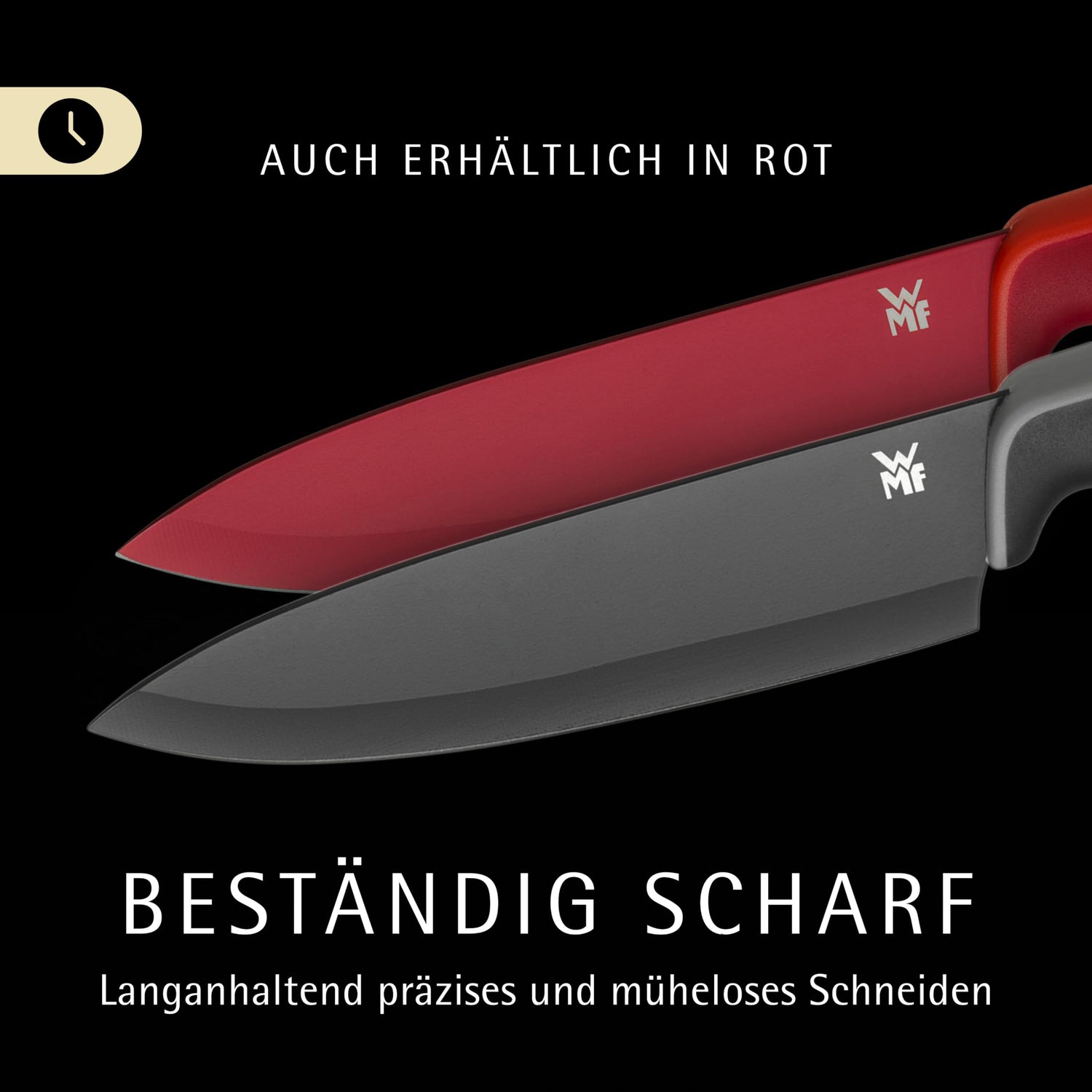 WMF Touch Messerset 2-teilig – scharfes Küchenmesser-Set aus Spezialklingenstahl, antihaftbeschichtet und ergonomisch geformt, mit Schutzhüllen, bestehend aus Kochmesser und Gemüsemesser, schwarz