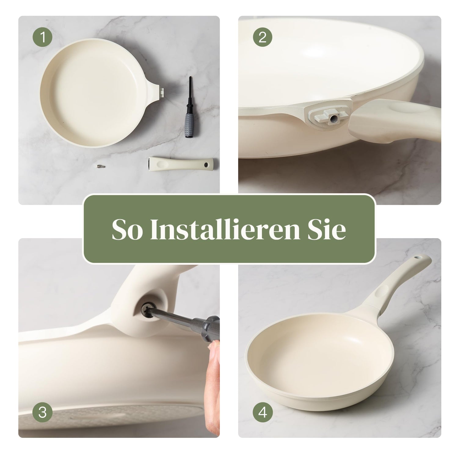 Redchef Keramik Topfset Induktion, Topfsets Pfannenset Kochgeschirr-Set 11-teiliges, Induktions Töpfe Set mit Glasdeckel, PTFE-frei PFAS-frei für alle Herdarten geeignet, Spülmaschinenfest (Beige)