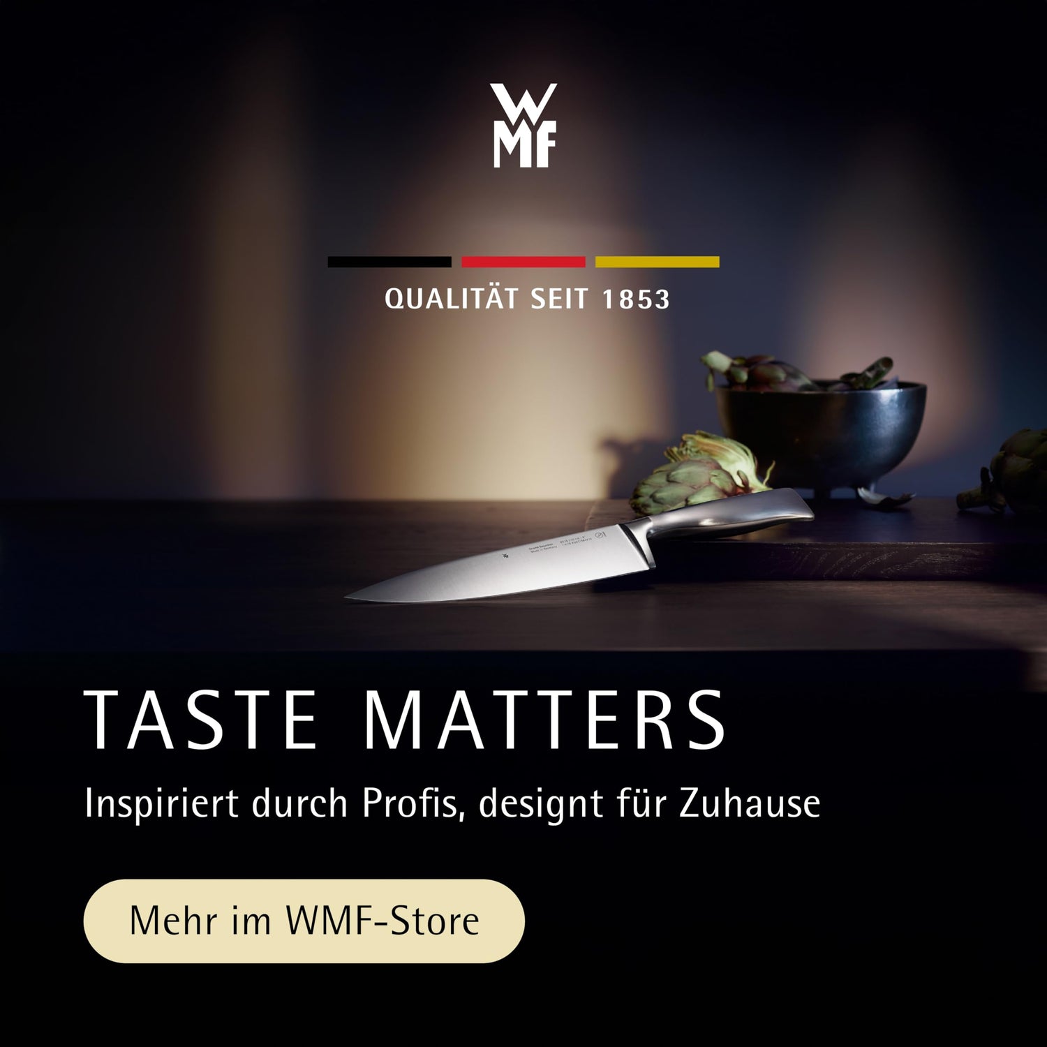 WMF Touch Messerset 2-teilig – scharfes Küchenmesser-Set aus Spezialklingenstahl, antihaftbeschichtet und ergonomisch geformt, mit Schutzhüllen, bestehend aus Kochmesser und Gemüsemesser, schwarz