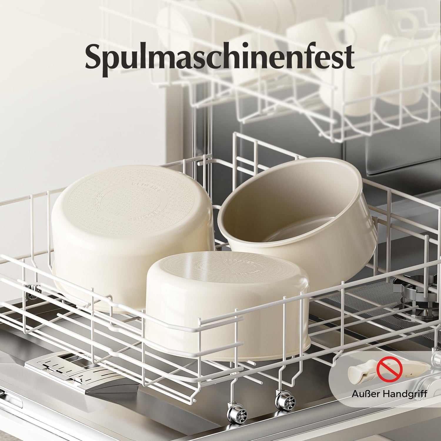 Redchef Töpfe Set mit Abnehmbaren Griffen, Antihaft Keramik Topfset 16/18/20cm und 3-IN-1 Verschlussdeckel, Kochtöpfe Induktions für Alle Herdarten, Ofenfest