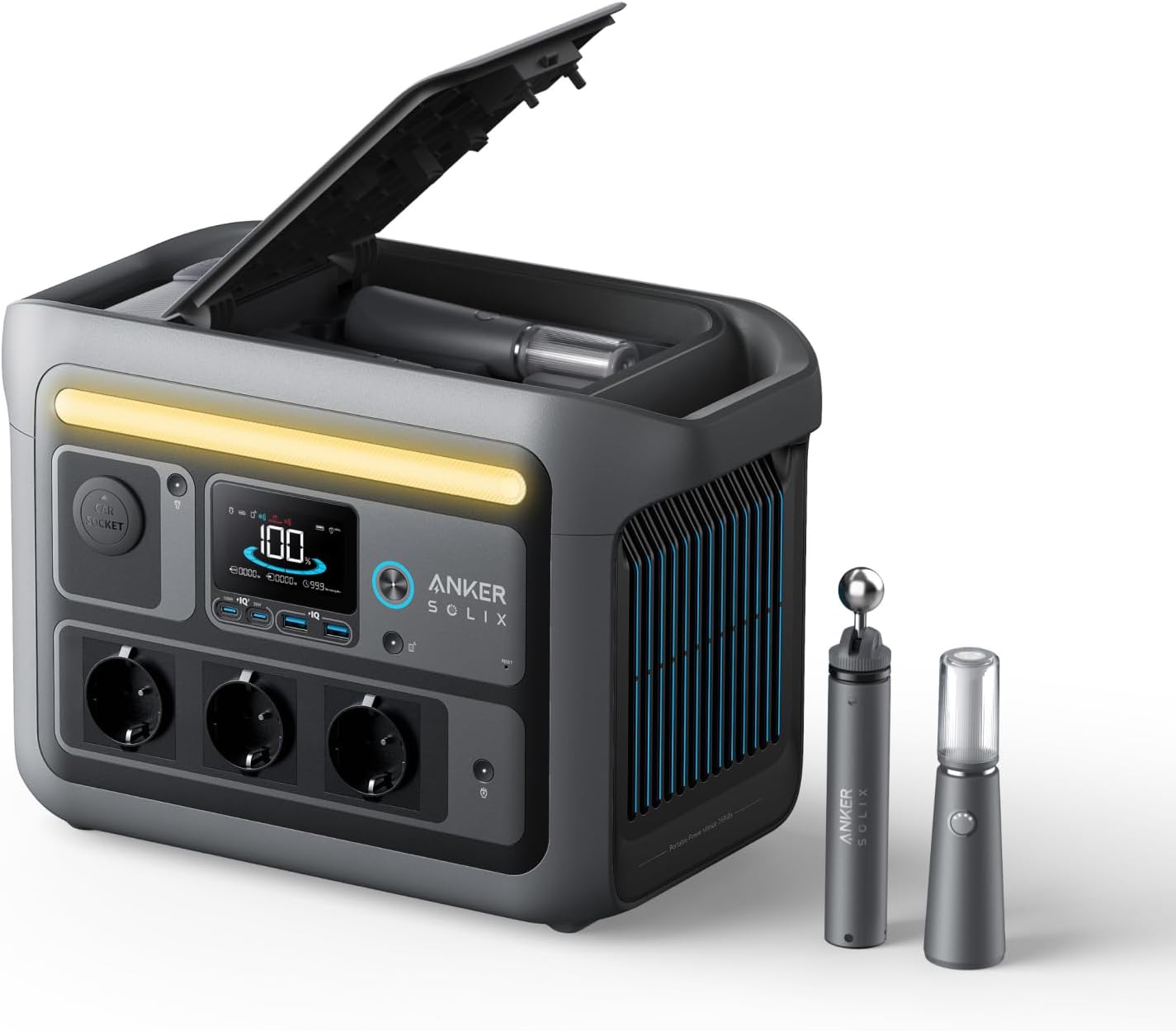 Anker SOLIX C800 Plus Tragbare Powerstation, 1200W (1600W Spitzenleistung) Solargenerator für Campingbeleuchtung, 768Wh LiFePO4 Akku betriebens für Camping, Wohnmobil, Reisen, Stromausfall (Solarpanel optional)