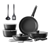 Redchef Topfsets Pfannenset, 16-Teilig mit Abnehmbaren Griffen, Antihaft-Keramik-Kochgeschirr-Set, Pfanne 20+26cm, Tiefe Bratpfanne 26cm, Topf 18+20cm, Stapelbar Topfset Für alle Herdarten, Ofenfest