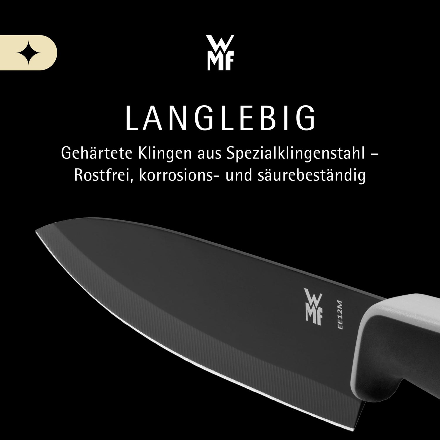 WMF Touch Messerset 2-teilig – scharfes Küchenmesser-Set aus Spezialklingenstahl, antihaftbeschichtet und ergonomisch geformt, mit Schutzhüllen, bestehend aus Kochmesser und Gemüsemesser, schwarz