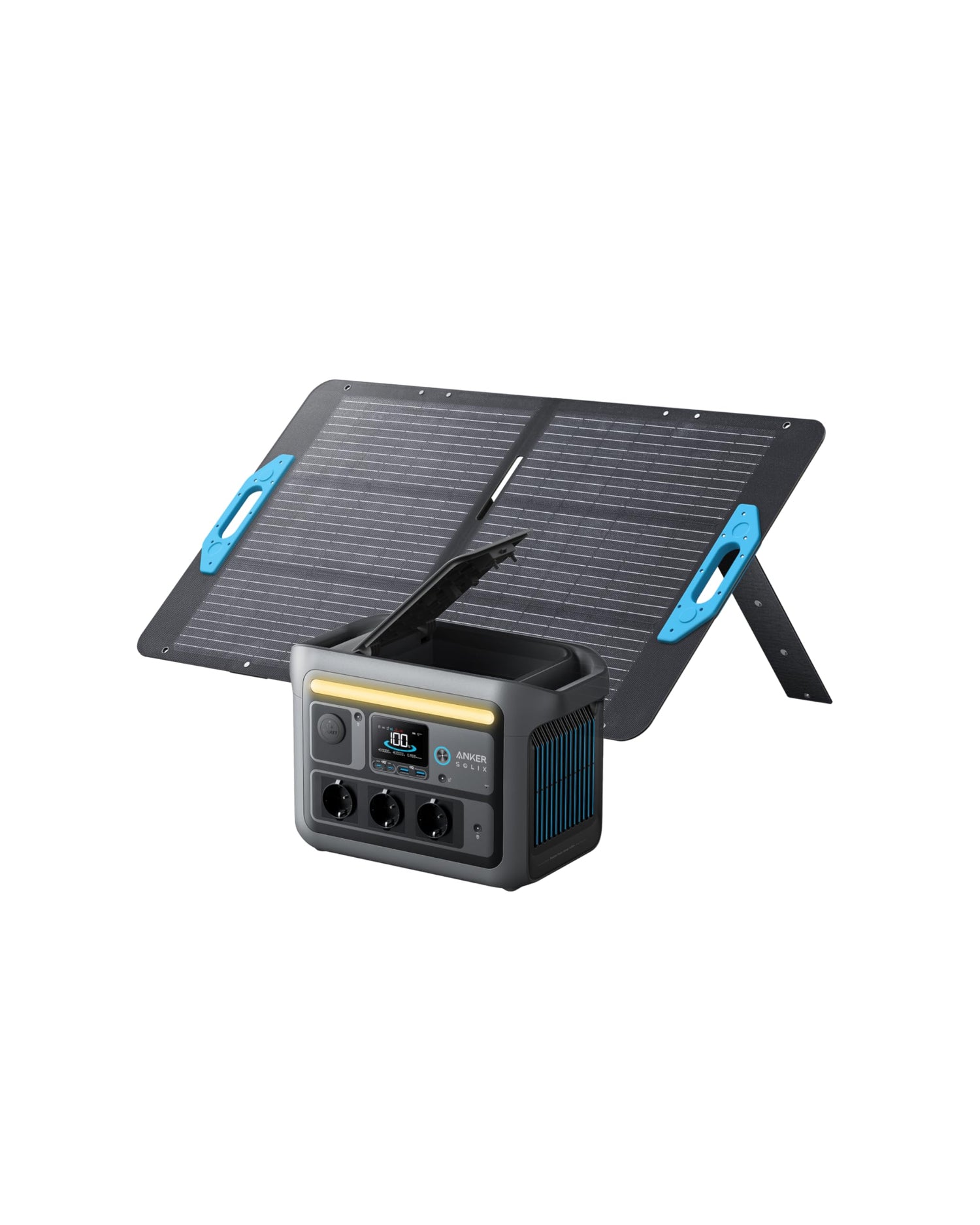 Anker SOLIX C800 Tragbare Powerstation mit 200W Solarpanels, 1200W (1600W Spitzenleistung) Solargenerator, 100% Akku betrieben in 58 Min., 768Wh LiFePO4 Akku betriebens für Camping, Wohnmobil, RV, Reisen, Stromausfall