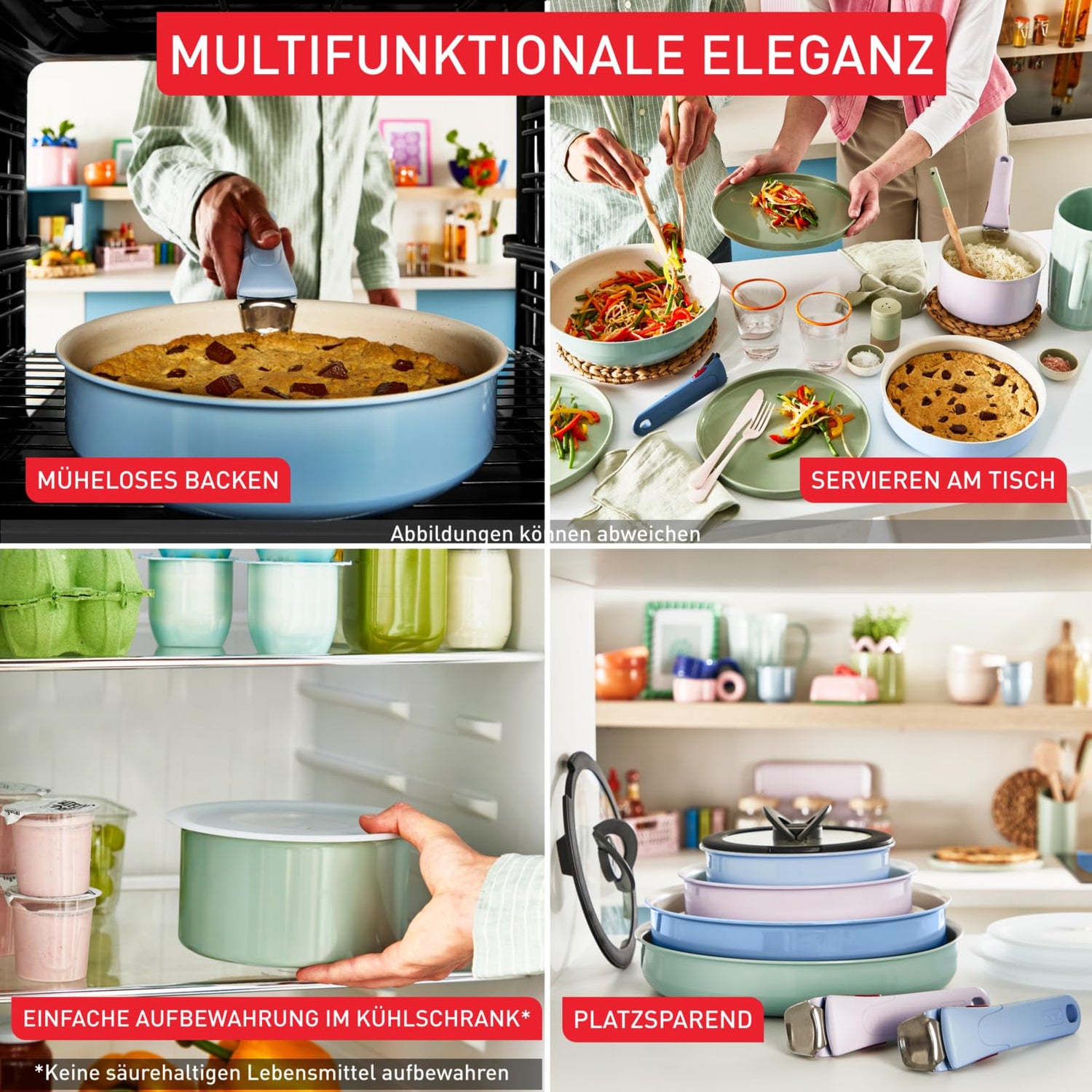 Tefal Ingenio Serenity Kochgeschirr-Set 11-teilig – stapelbar und platzsparendes Set aus Aluminium, Mineralia Antihaftversiegelung, abnehmbarer Griff, für alle Herdarten inkl. Induktion, Eucalyptus